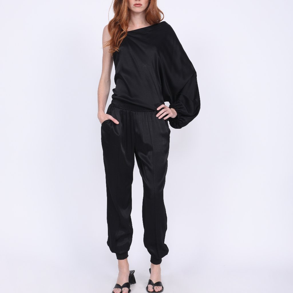 Gold Hawk One-Shoulder Blouse / Top; Black Size Small
